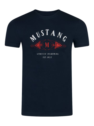 Mustang T-Shirt Basic Print Tee in Blau