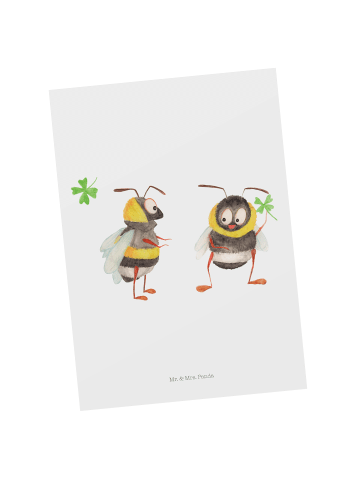 Mr. & Mrs. Panda Grußkarte Hummeln Kleeblatt ohne Spruch in Weiß