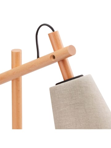 Licht-Erlebnisse Tischlampe (B)18 x (L)32 x (H)46 cm in Holz hell Greige (Grau-Beige) Schwarz