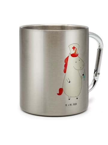 Mr. & Mrs. Panda Thermobecher Einhorn Krankenschwester ohne Spruch in Silber