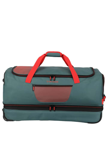 travelite Basics - Rollenreisetasche 98/119L 70 cm erw. (schwarz/petrol) in grün/orange