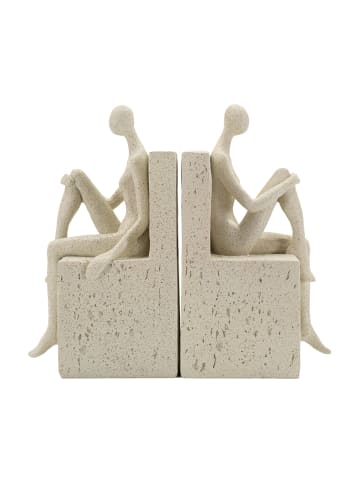 Mauro Ferretti Cremefarbene Buchstützen aus Kunstharz, 24 x 10 x 20,5 cm