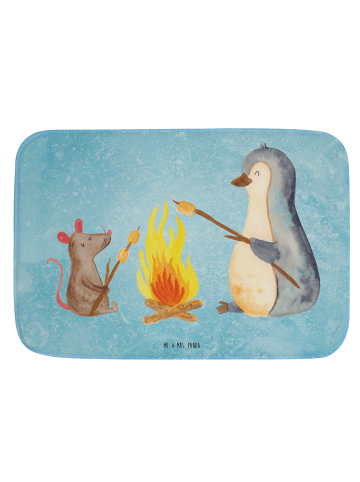 Mr. & Mrs. Panda Duschvorleger Pinguin Lagerfeuer ohne Spruch in Eisblau