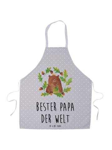 Mr. & Mrs. Panda Kellnerschürze Bär König mit Spruch in Grau Pastell