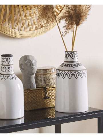 Beliani Blumenvase AMISOS in Weiß/Schwarz - (W) 14 x (H) 25 x (L) 14 cm