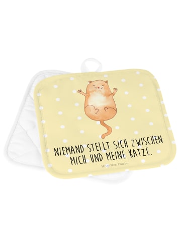 Mr. & Mrs. Panda Topflappen Katze Umarmen mit Spruch in Gelb Pastell