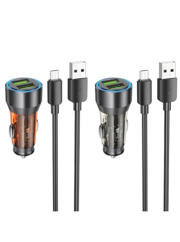 HOCO HOCO Autoladegerät 2 x USB QC 18W + USB-Kabel für Micro in Orange