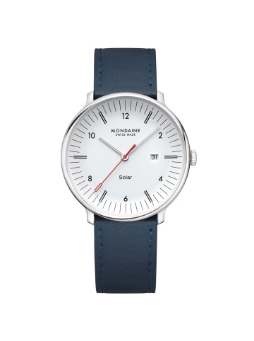 Mondaine Herrenuhr Doppio Solar Blau/Weiß 41 mm