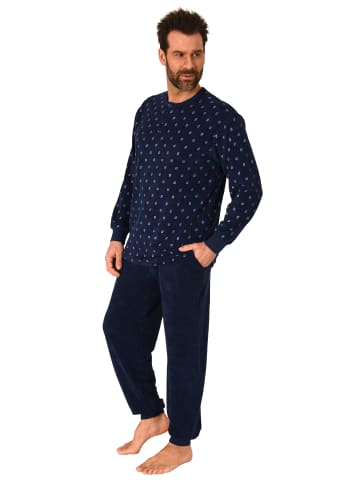 NORMANN Frottee Schlafanzug Pyjama lang Bündchen - 75346 in marine
