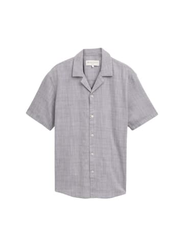 TOM TAILOR Denim Halbarmhemd in pavement grey white structure
