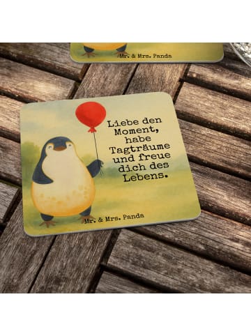 Mr. & Mrs. Panda Tassenuntersetzer Pinguin Luftballon Design mit... in Weiß