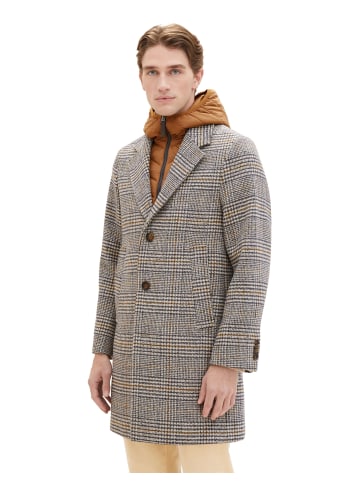 Tom Tailor Mantel in beige brown wool check