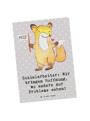 Mr. & Mrs. Panda Postkarte Sozialarbeiterin Hoffnungsträger mit ... in Grau Pastell