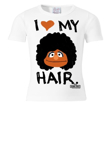Logoshirt T-Shirt I Love My Hair in altweiß