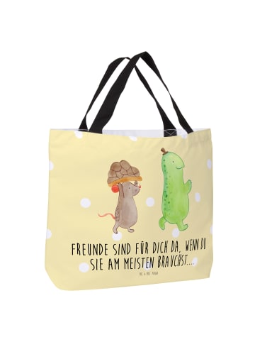 Mr. & Mrs. Panda Strandtasche Schildkröte Maus mit Spruch in Gelb Pastell