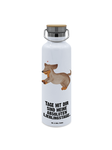 Mr. & Mrs. Panda Wasserflasche Hund Dackel mit Spruch in Weiß