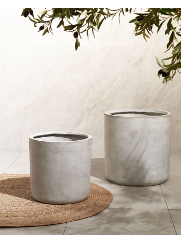 Beliani Outdoor Blumentopf MESSENE in Grau - (W) 41 x (H) 40 x (L) 41 cm