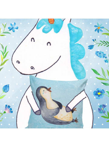 Mr. & Mrs. Panda kuschelkissen 40x40 Pinguin Lachen ohne Spruch in Eisblau