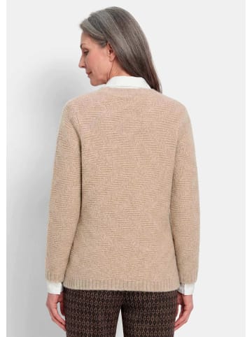 GOLDNER Warme Strickjacke aus Merinowolle in beige / gemustert