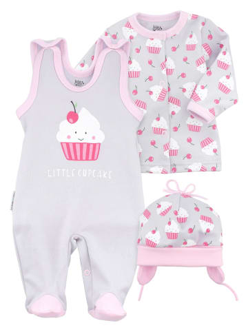 Baby Sweets 3tlg Set Strampler + Shirt + Mütze Little Cupcake in bunt