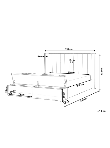 Beliani Doppelbett NOYERS in Weiß - (W) 190 x (H) 132 x (L) 247 cm