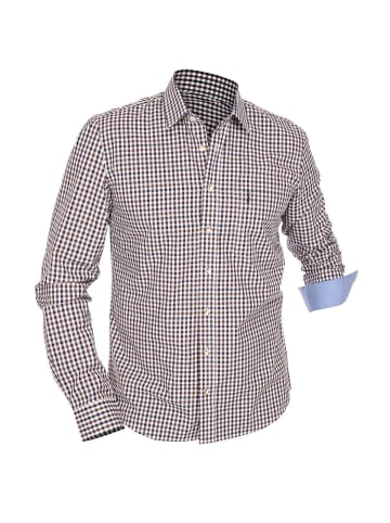 Almsach Langarmhemd LF670-CO in blau-braun