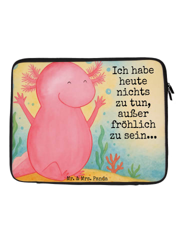 Mr. & Mrs. Panda Laptop Hülle Axolotl Hurra Design mit Spruch in Weiß