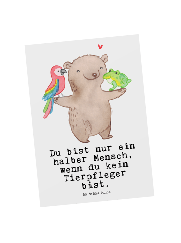 Mr. & Mrs. Panda Postkarte Tierpfleger Herz mit Spruch in Weiß