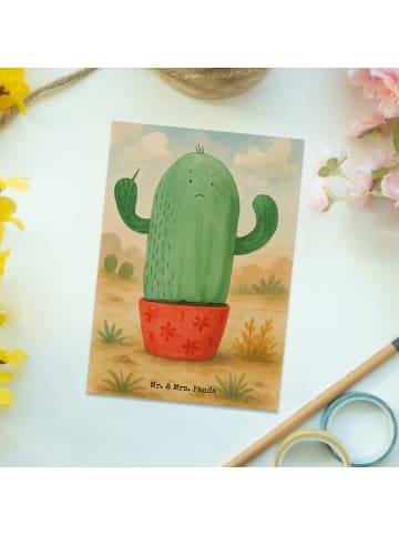 Mr. & Mrs. Panda Postkarte Kaktus Wut Design ohne Spruch in Weiß