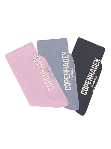 Copenhagen Studios Tennissocken in 1x anthrazit, 1x hell blau, 1x rosa