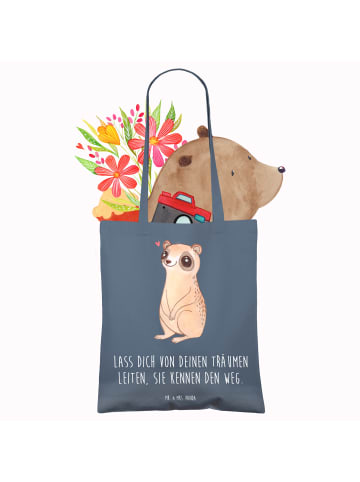 Mr. & Mrs. Panda Uni Tasche Plumplori Glücklich mit Spruch in Indigo Blue