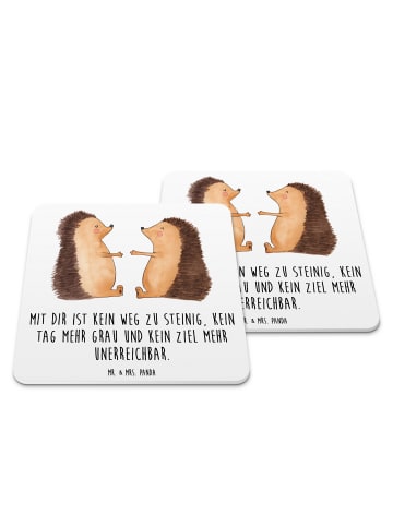 Mr. & Mrs. Panda Untersetzer für Gläser Igel Liebe mit Spruch in Weiß