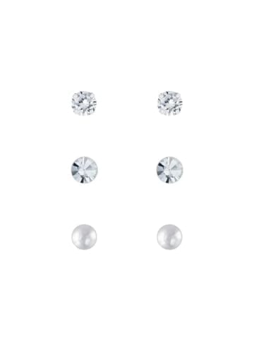 Alexander York Ohrringe - Ohrstecker-Set Crystal - Diamond - Pearl in 925 Silber