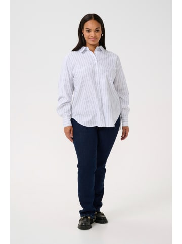 KAFFE curve Langarm - Hemd KCselina in White/Blue/Black Stripe
