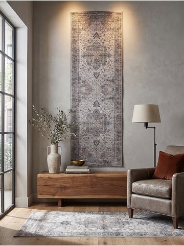 KADIMA DESIGN Kurzflor-Teppich waschbar VERNANTE kantiges Medaillon Flur in Beige-Grau