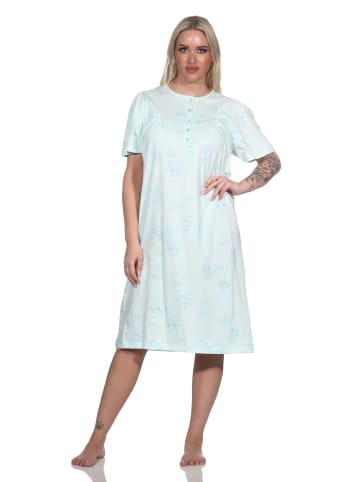 NORMANN kurzarm Nachthemd Design Knopfleiste am Hals - 79234 in helltürkis