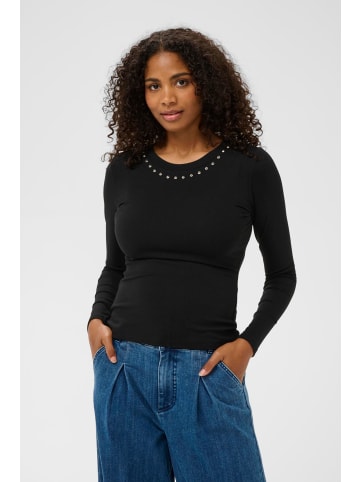 Kaffe Kurzarm-Bluse KAmarty Slim fit in Black Deep