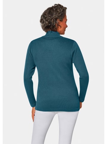 GOLDNER Kurzgröße:  Herbstcardigan mit Reißverschluss in dunkelpetrol