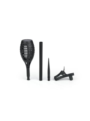 EASYmaxx Solar-Fackel LED 2er-Set 1,2V schwarz mit Erdspieß und Clip Schwarz