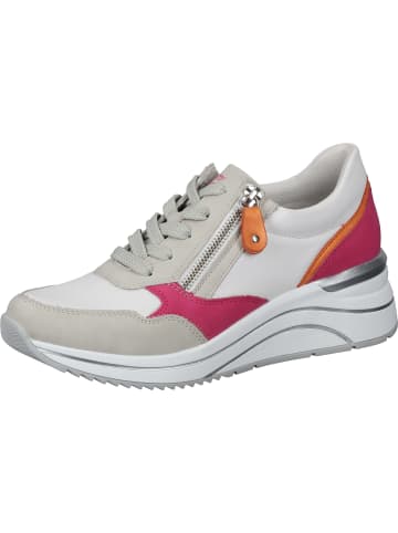 remonte Sneakers Mid, Schnürschuhe, Sneakers Low in hellgrau/weiss/magenta/orange
