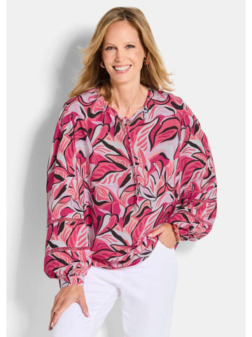 GOLDNER Kurzgröße:  Blusenshirt Viskosebluse mit floralem Muster in pink / gemustert