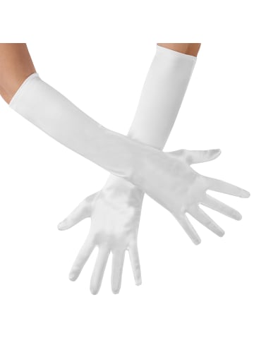tectake Edle Satin-Handschuhe in Einheitsgröße, weiß