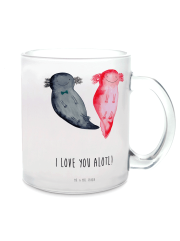 Mr. & Mrs. Panda Tasse Axolotl Liebe mit Spruch in Transparent