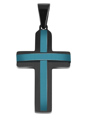 Adeliás Unisex Anhänger – Kreuz Kreuzanhänger aus Edelstahl in blau