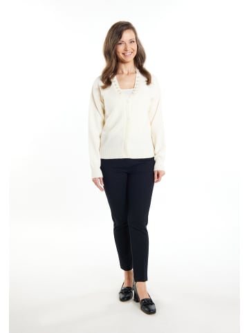 Usha Damen Cardigan Mit Perlen in Wollweiss