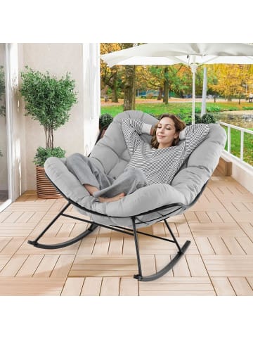 COSTWAY Schaukelstuhl für drinnen & draußen in Grau