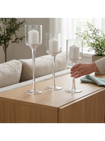 relaxdays 3-tlg. Kerzenhalter-Set in Transparent