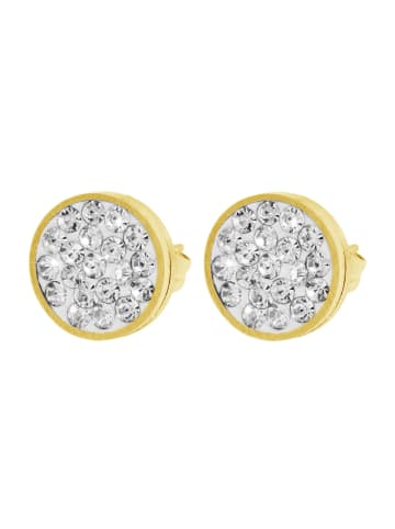 Adeliás Damen Ohrringe – Ohrstecker aus Edelstahl mit Strass Steinchen in gold
