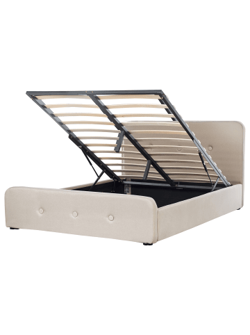 Beliani 2-tlg Doppelbett RENNES in Beige/Schwarz/Schwarz