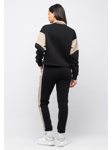 Tom Barron Trainingsanzug Casual Oversize Tracksuit Half Zipper In Front in black